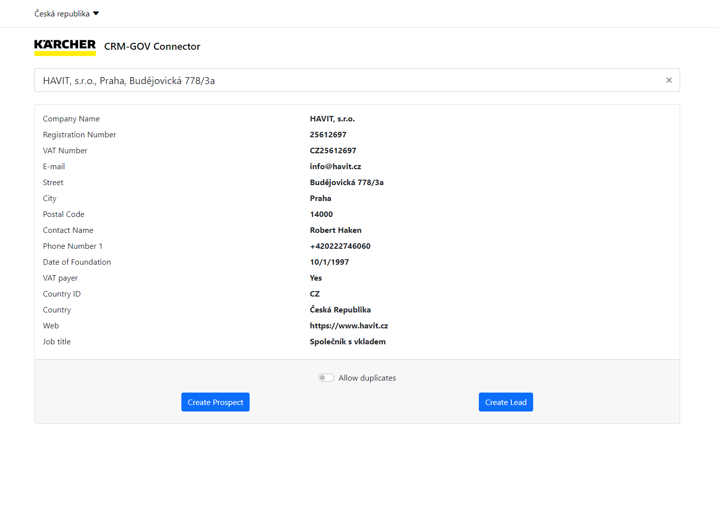 Obohacení CRM z veřejných registrů napříč střední a východní Evropou