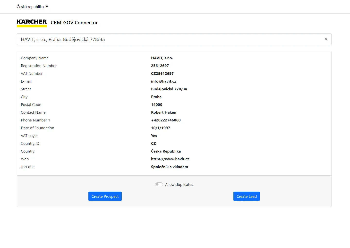Obohacení CRM z veřejných registrů napříč střední a východní Evropou
